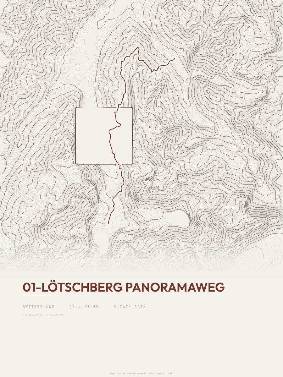 01-Lötschberg Panoramaweg topographic trail print