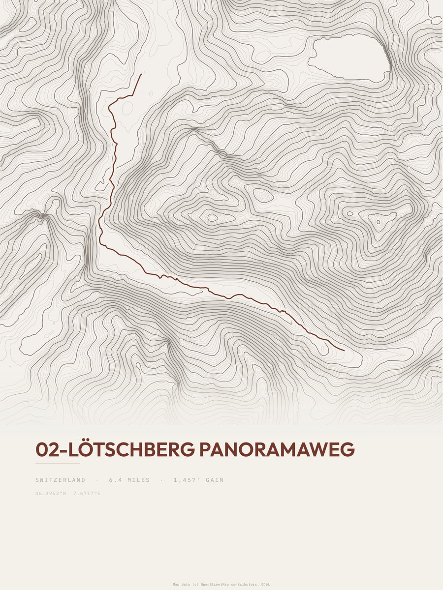 02-Lötschberg Panoramaweg topographic trail print