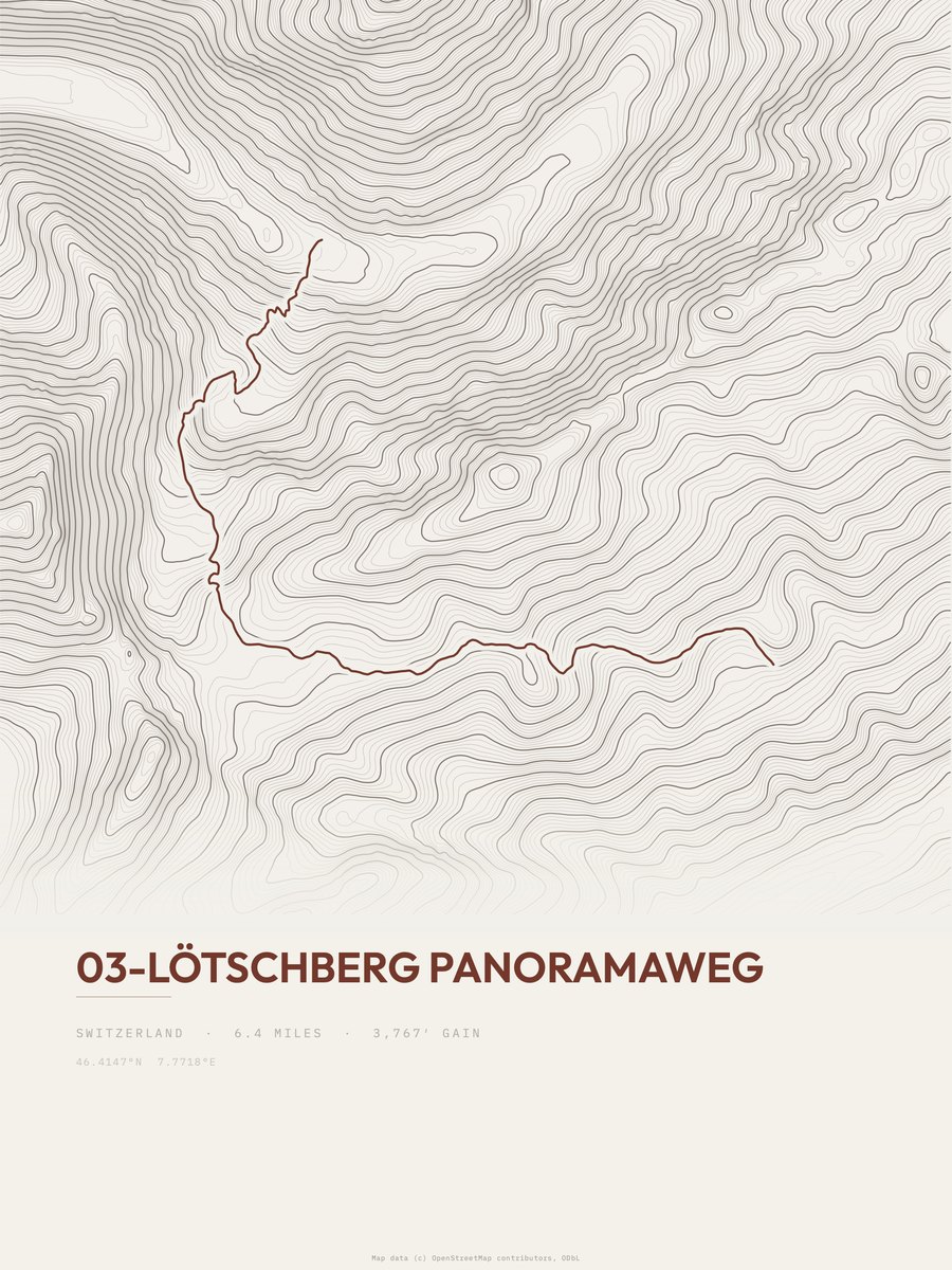 03-Lötschberg Panoramaweg topographic trail print