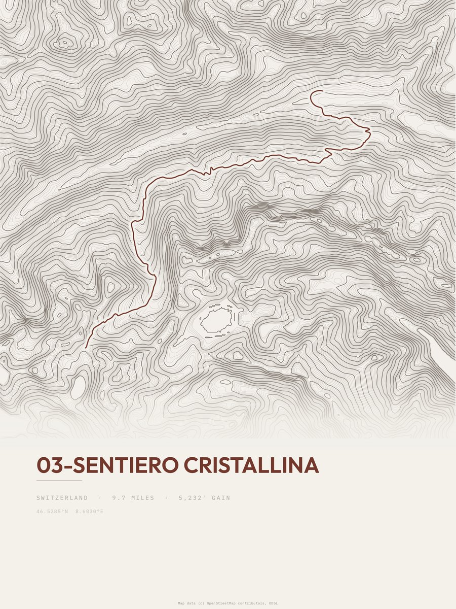 03-Sentiero Cristallina topographic trail print