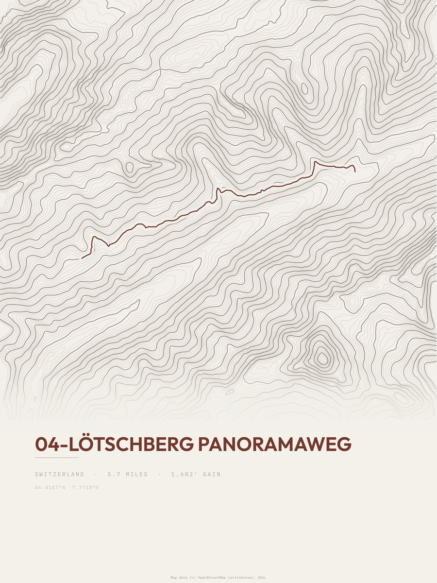 04-Lötschberg Panoramaweg topographic trail print