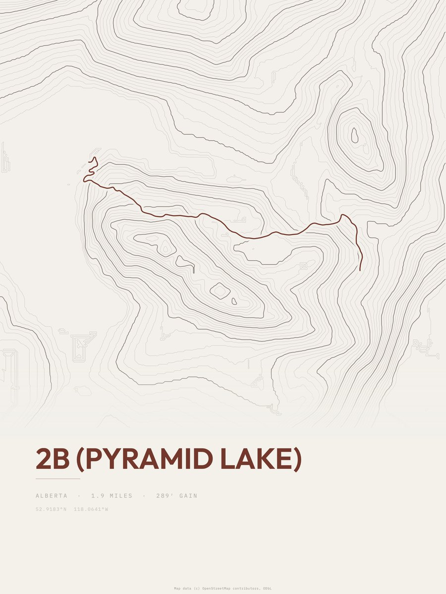 2b (Pyramid Lake) topographic trail print