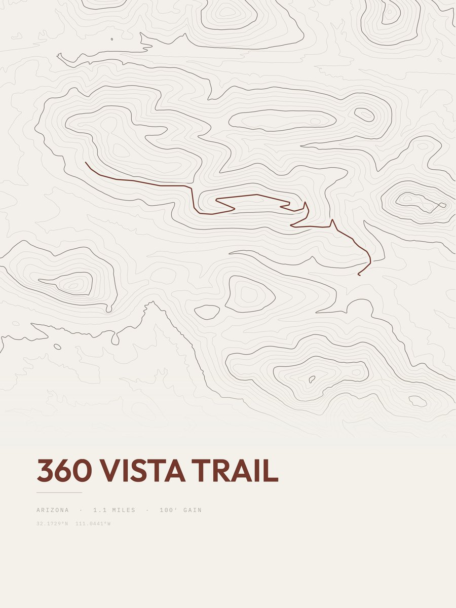 360 Vista Trail topographic trail print