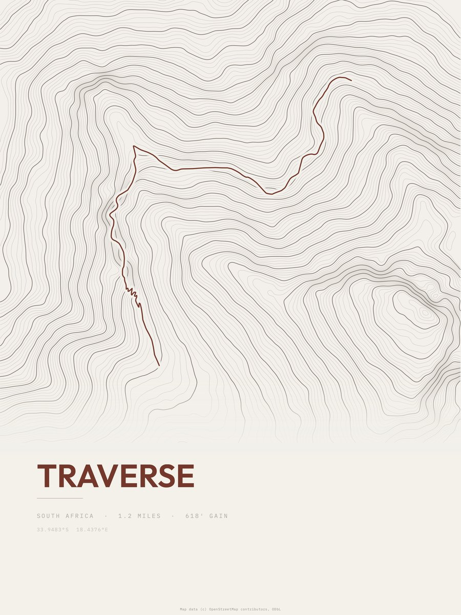 Traverse topographic trail print