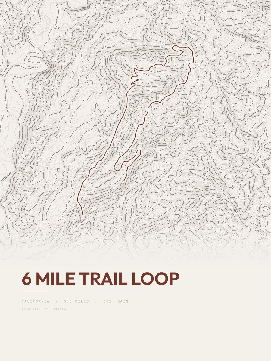 6 Mile Loop Topographic print