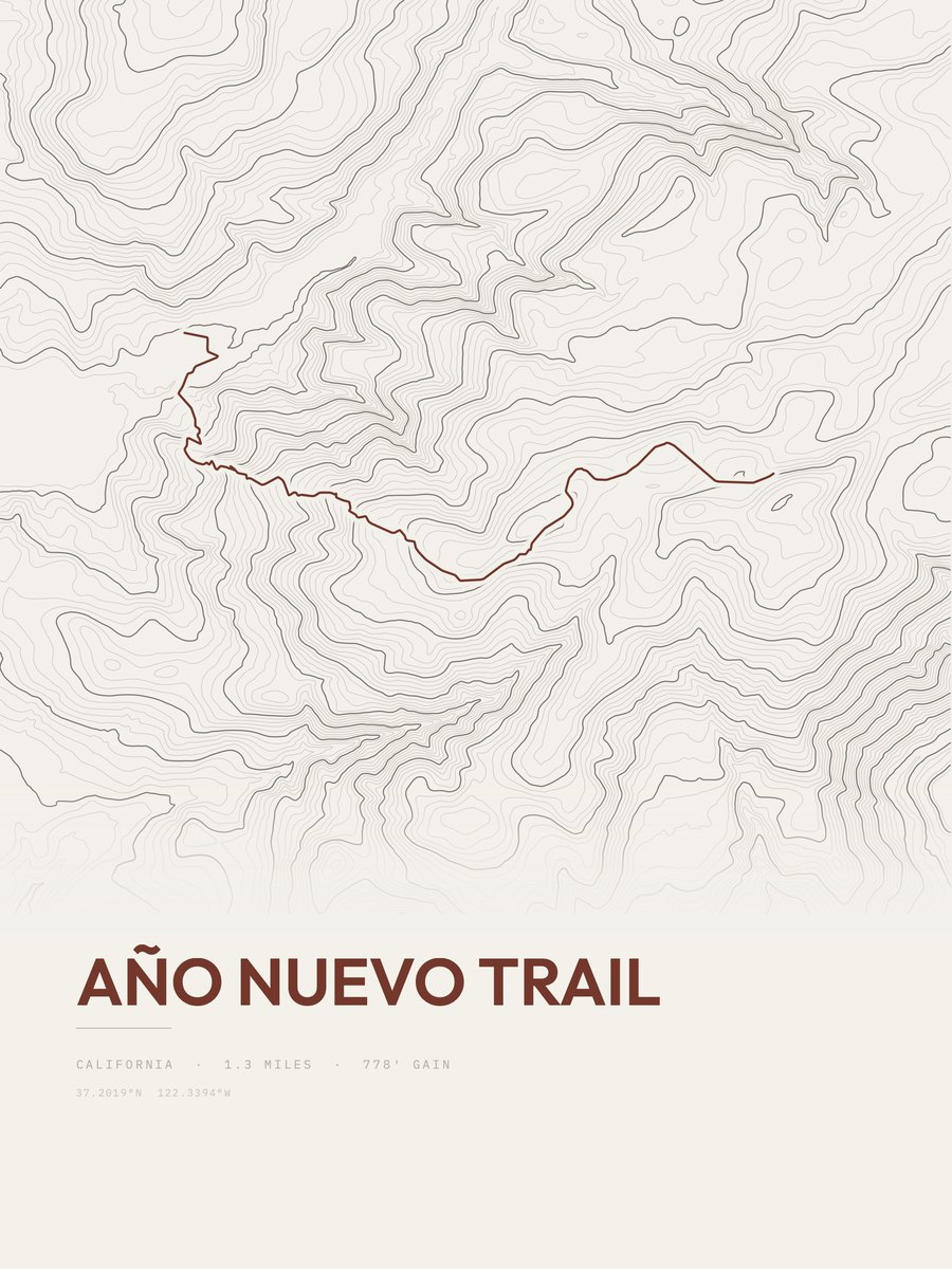 Año Nuevo Trail Topographic print