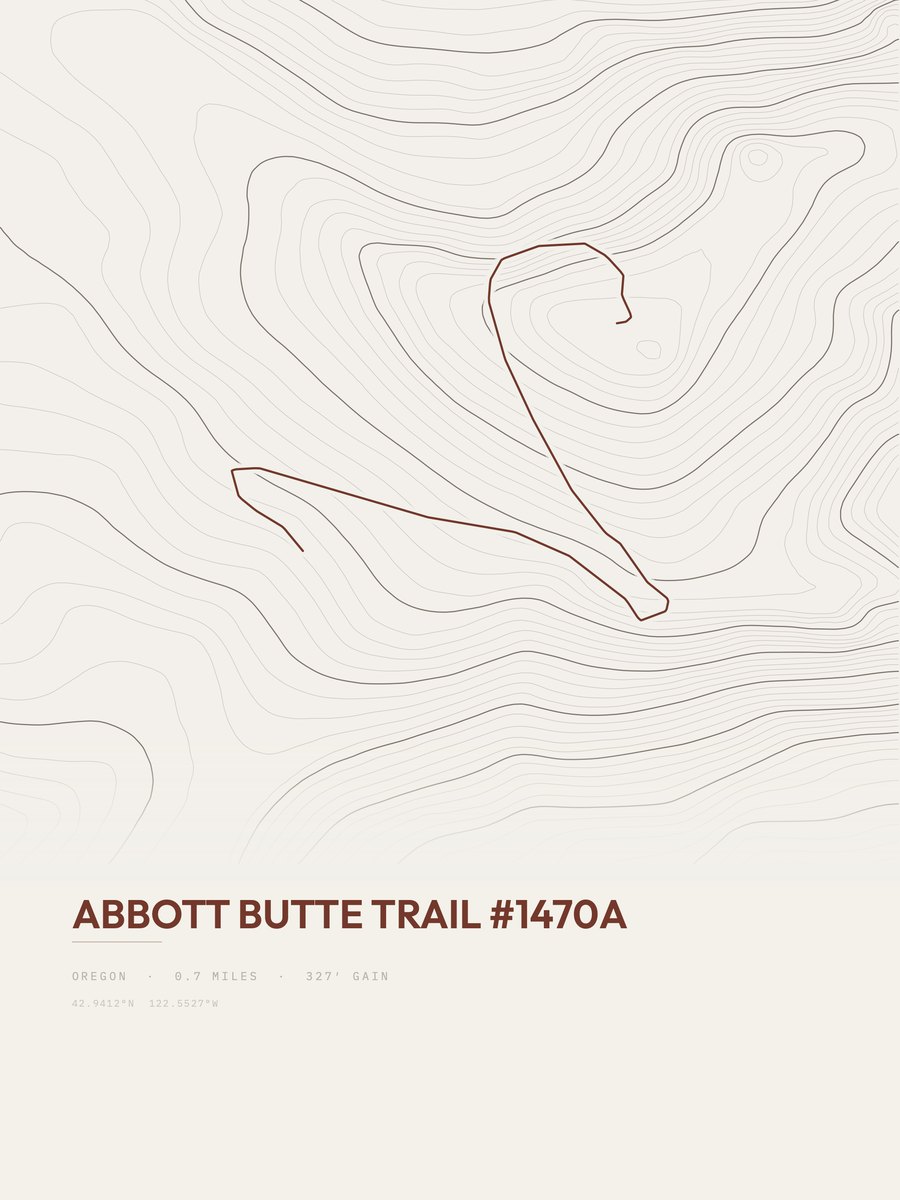 Abbott Butte Trail Topographic print