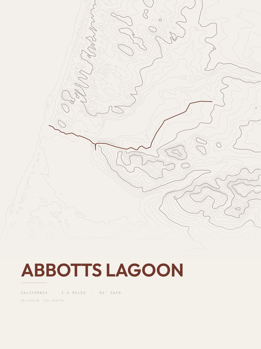 Abbotts Lagoon topographic trail print