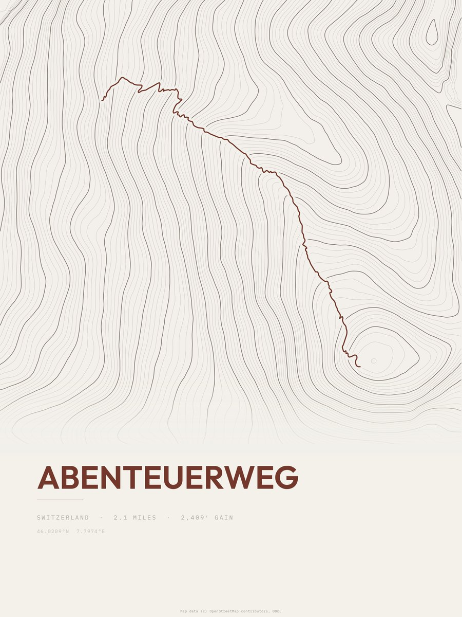 Abenteuerweg Topographic print