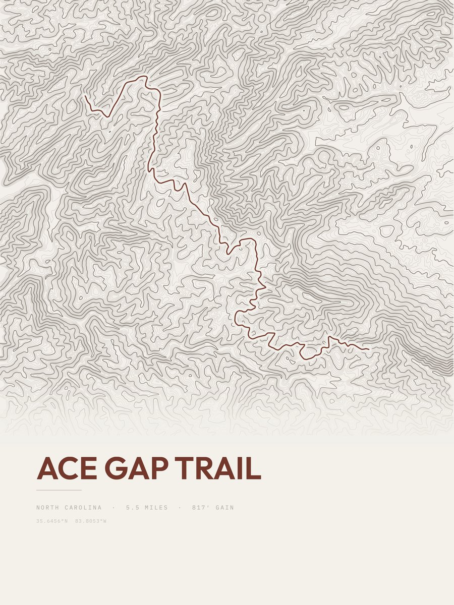 Ace Gap Trail Topographic print