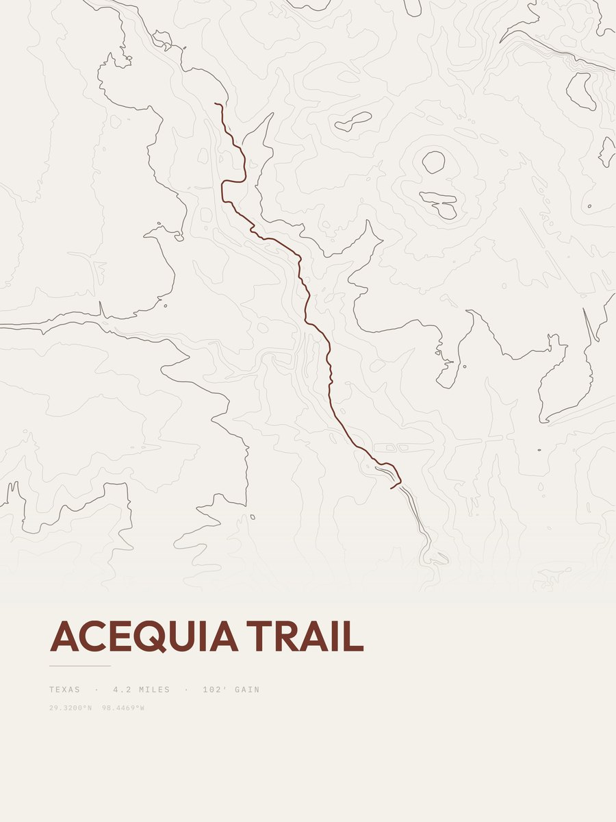 Acequia Trail topographic trail print