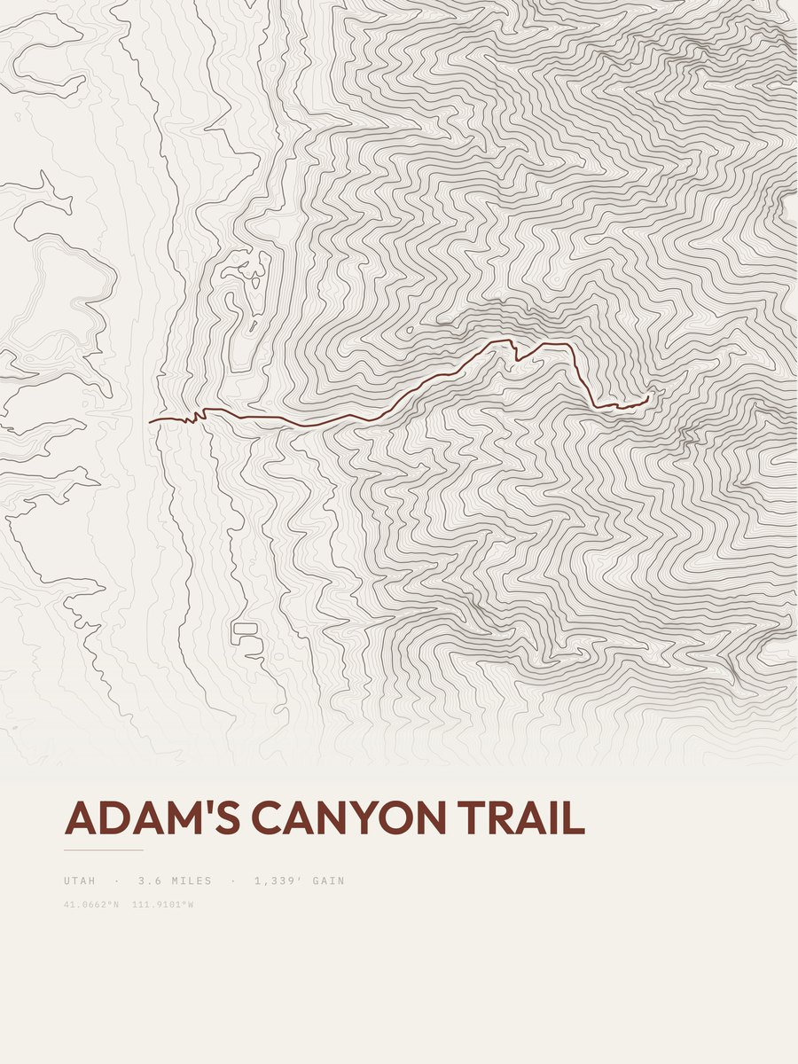 Adam's Canyon Trail Topographic print