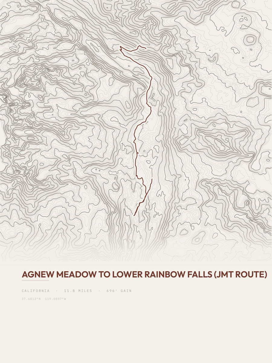 Lower Rainbow Falls Topographic print