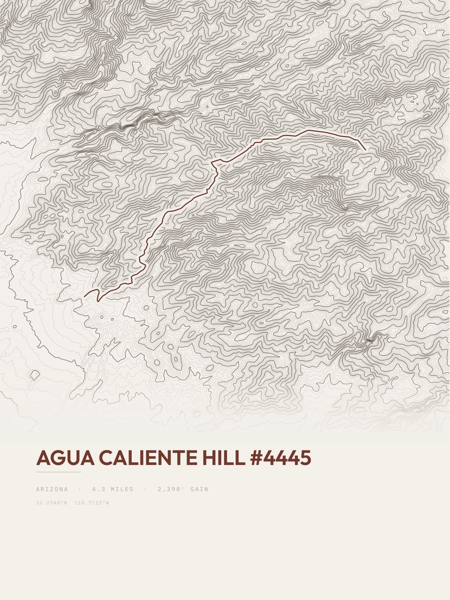 Agua Caliente Hill Topographic print