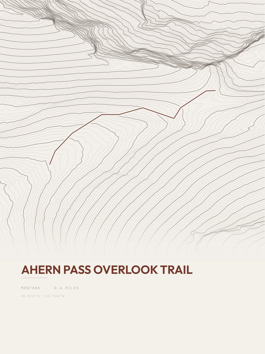 Ahern Pass Overlook Trail Topographic print