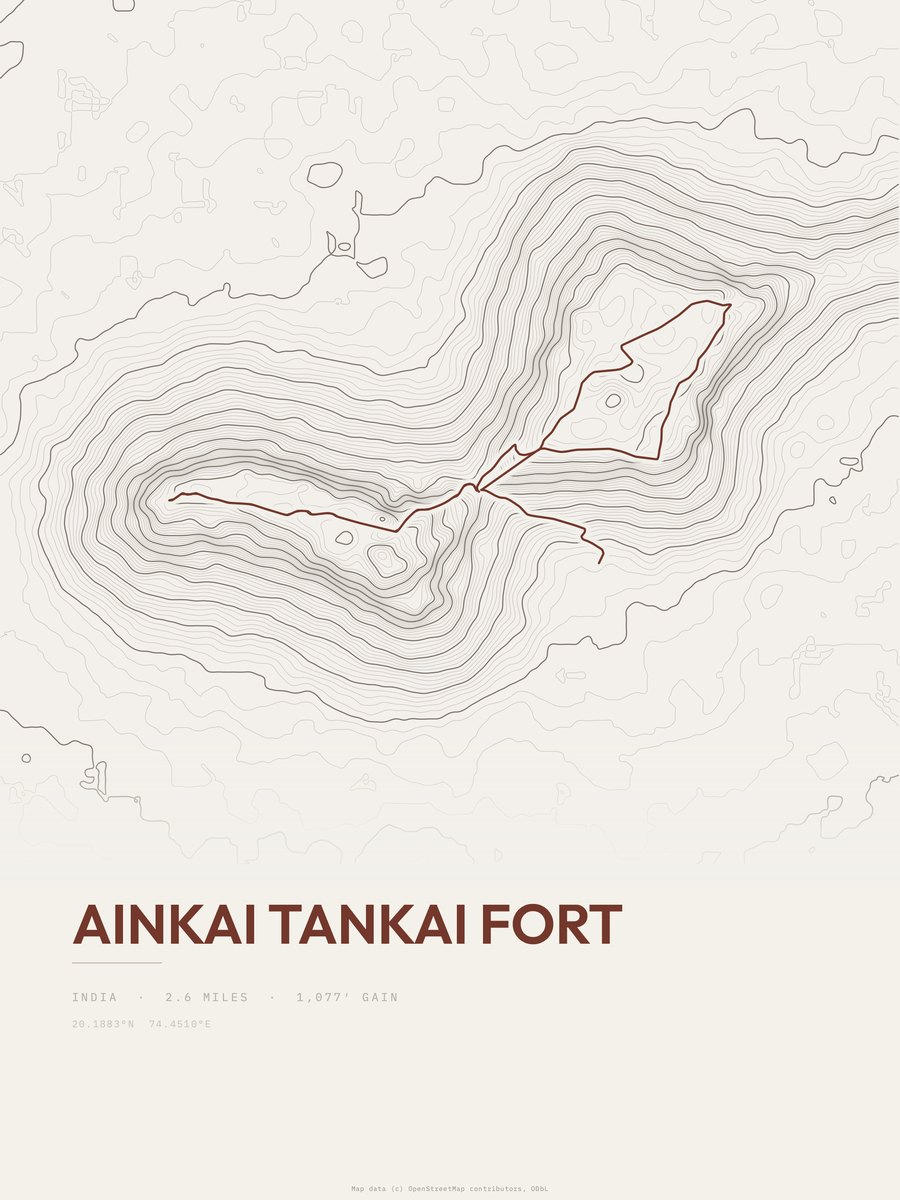 Ainkai Tankai Fort topographic trail print