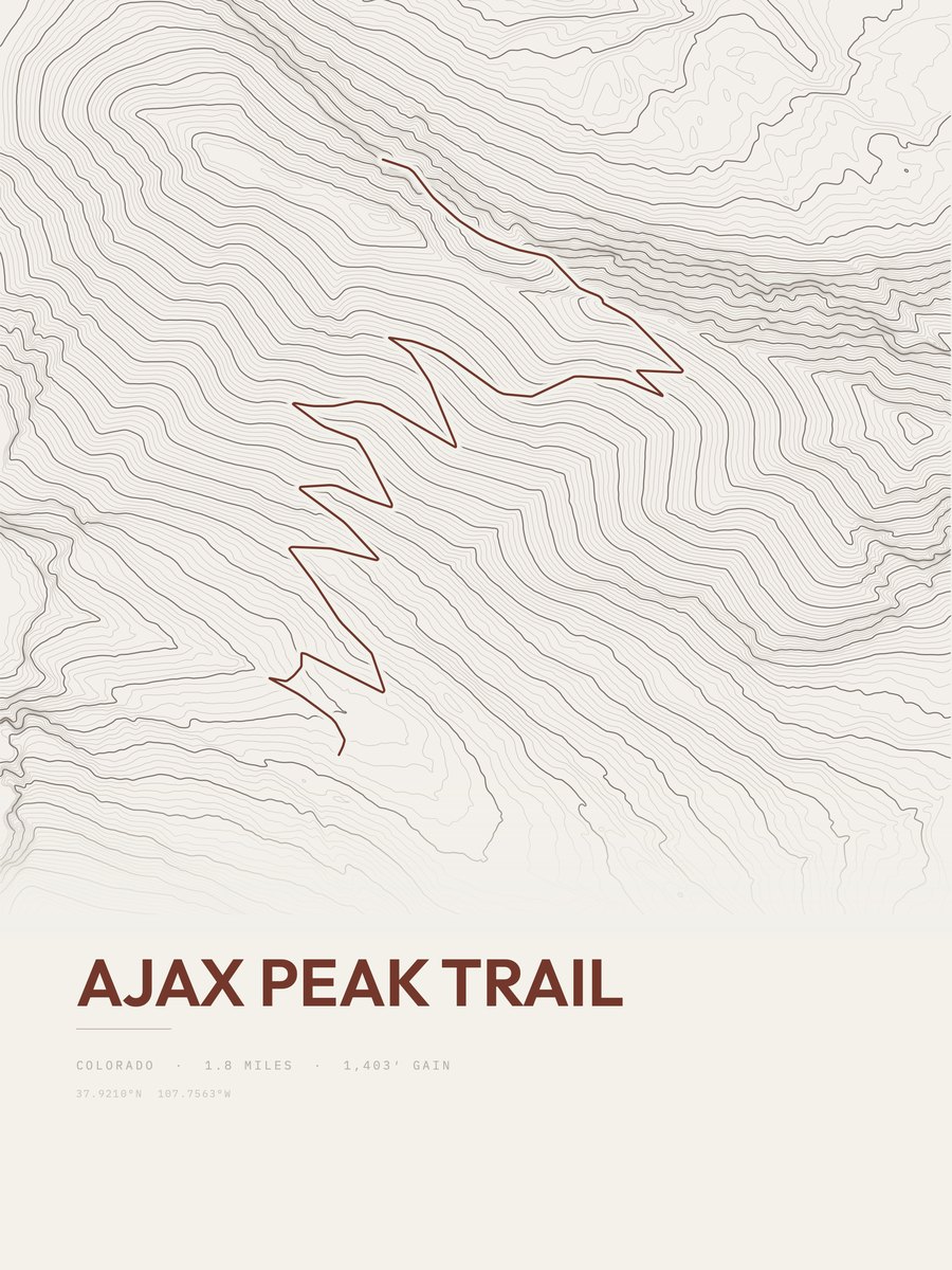 Ajax Peak Trail Topographic print