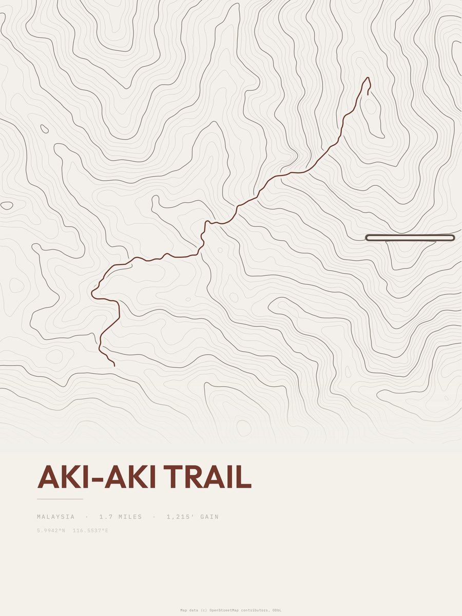 Aki-Aki Trail topographic trail print
