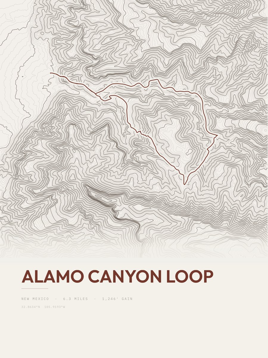 Alamo Canyon Loop Topographic print