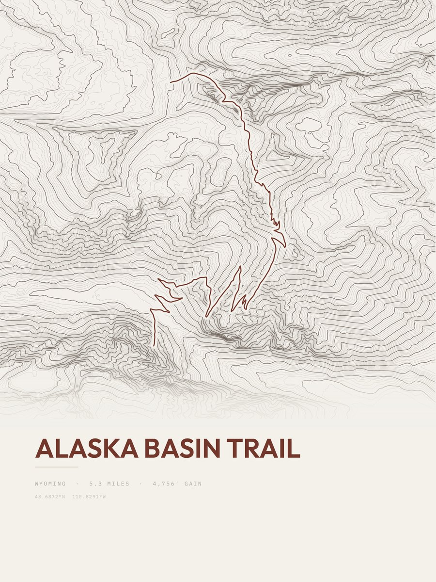 Alaska Basin Trail topographic trail print