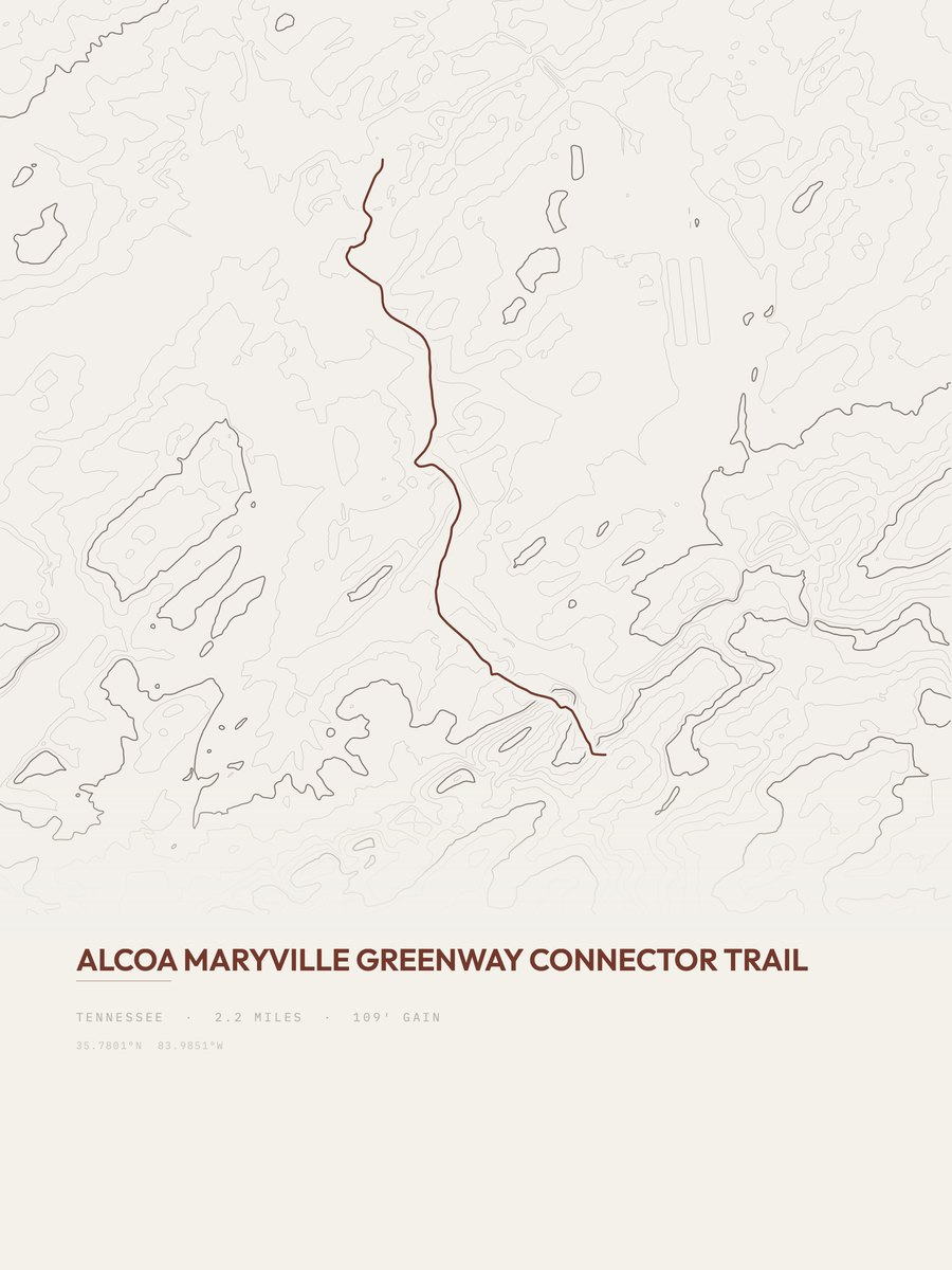 Alcoa Maryville Greenway topographic trail print