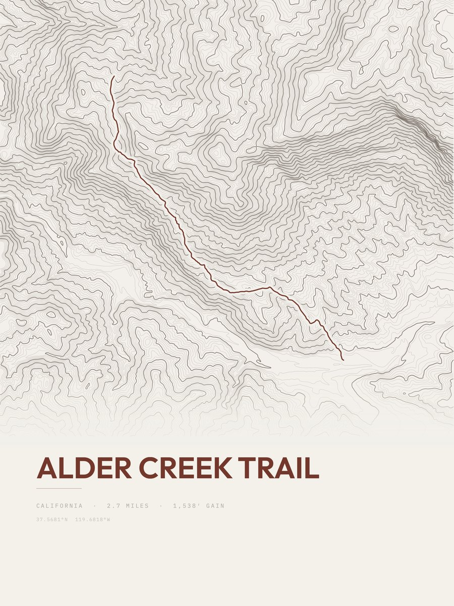 Alder Creek Trail Topographic print