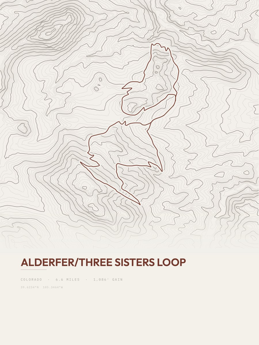 Alderfer / Three Sisters Loop topographic trail print