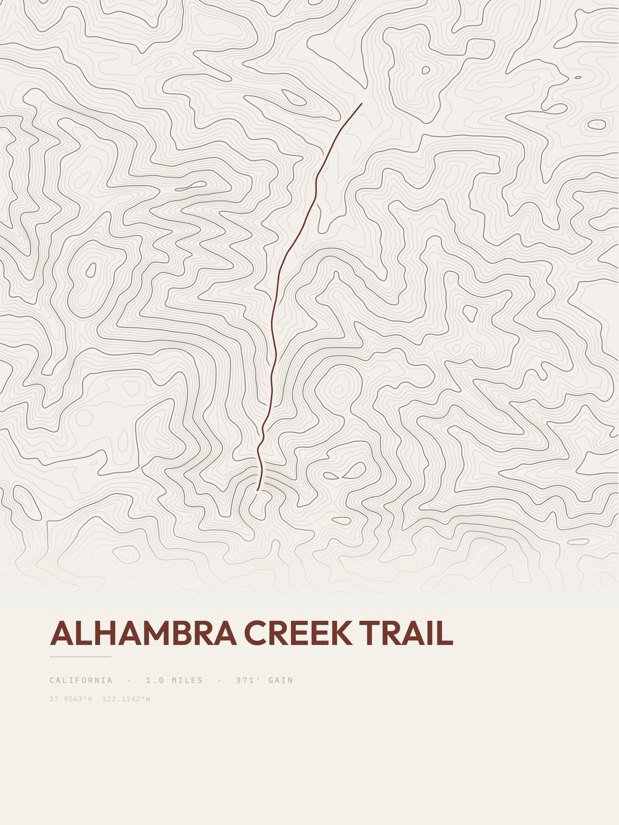 Alhambra Creek Trail Topographic print
