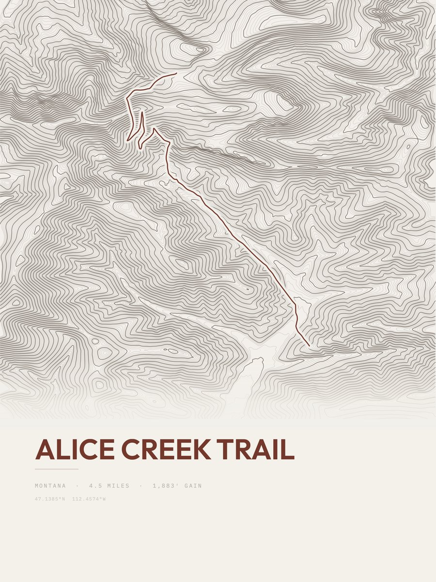 Alice Creek Trail Topographic print