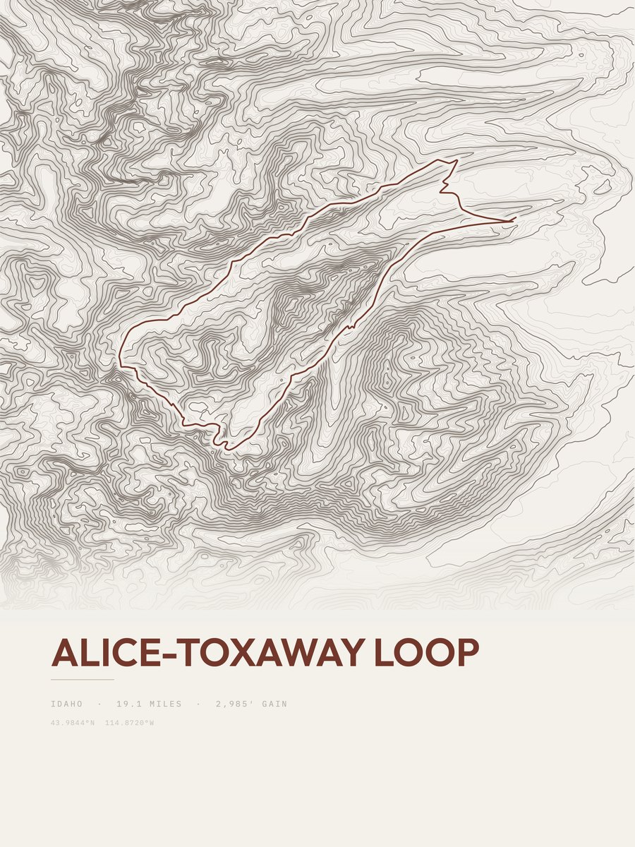 Alice-Toxaway Loop topographic trail print