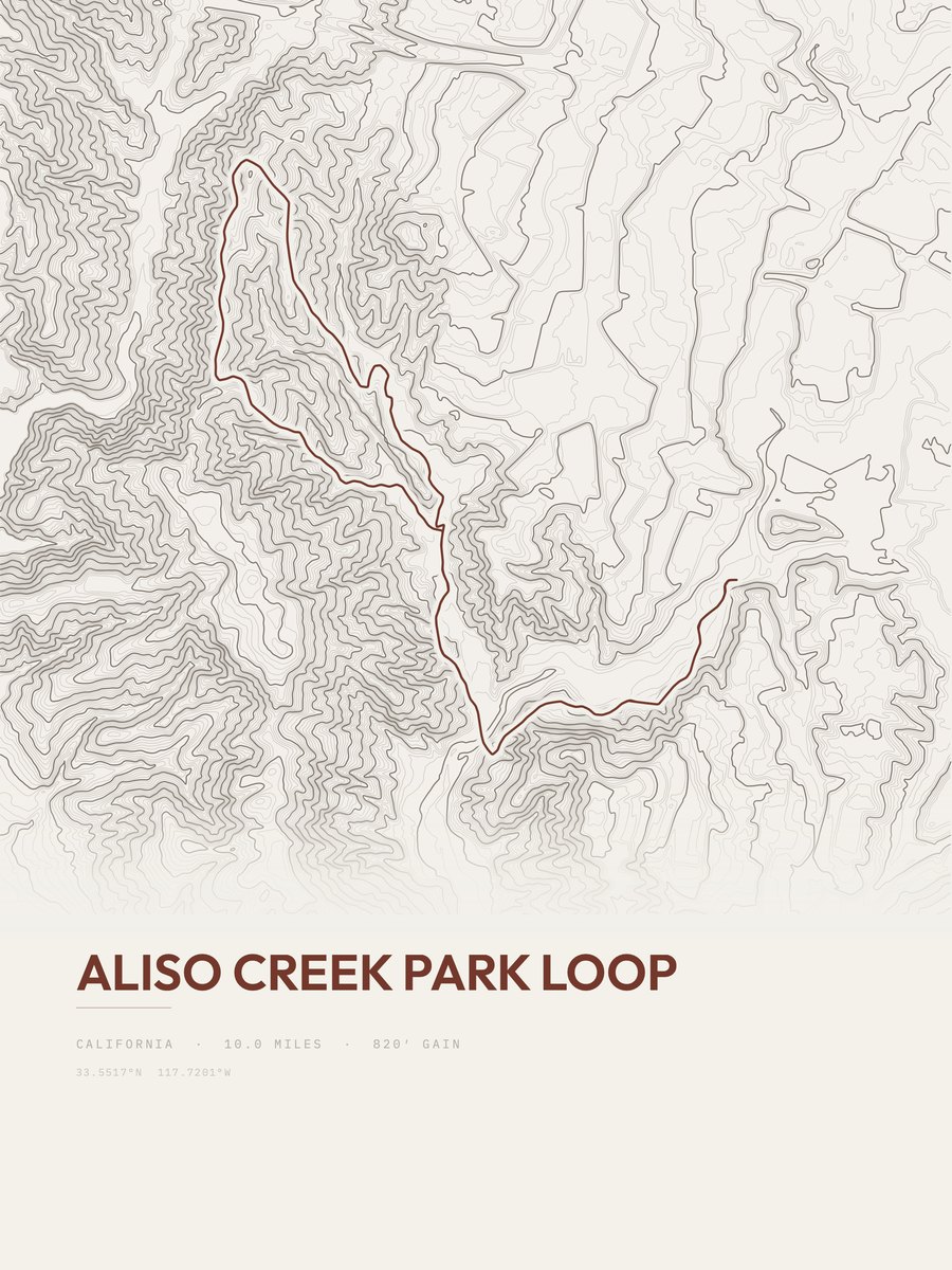 Aliso Creek Park Loop Topographic print