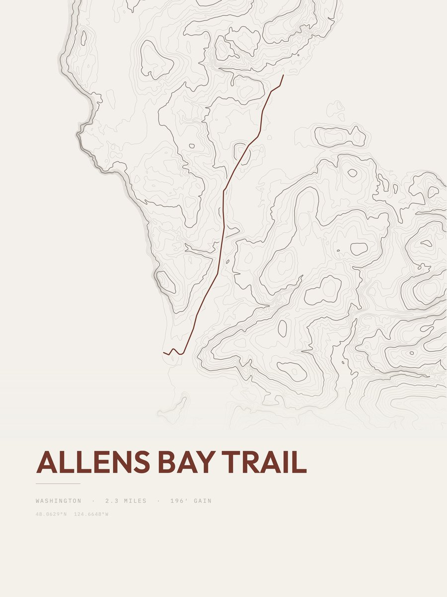 Allens Bay Trail topographic trail print