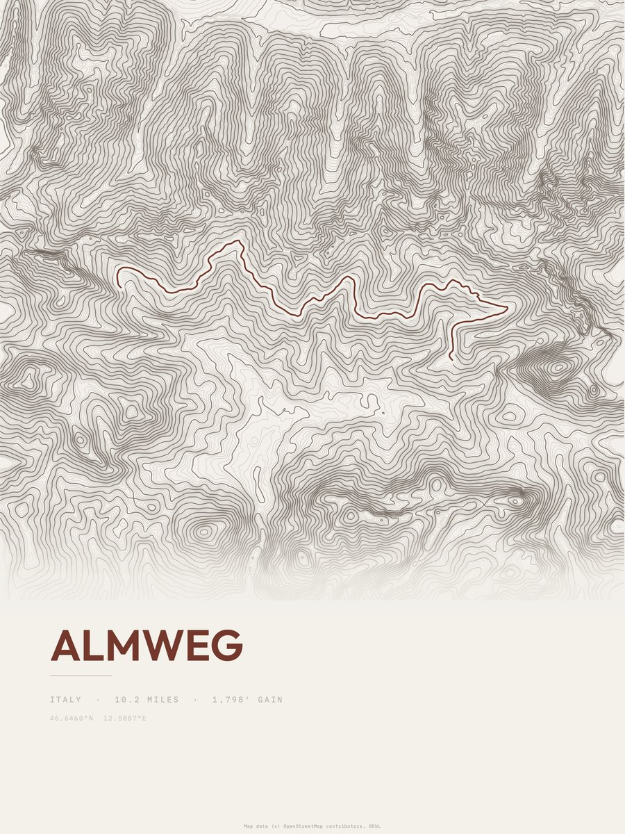 Almweg Topographic print