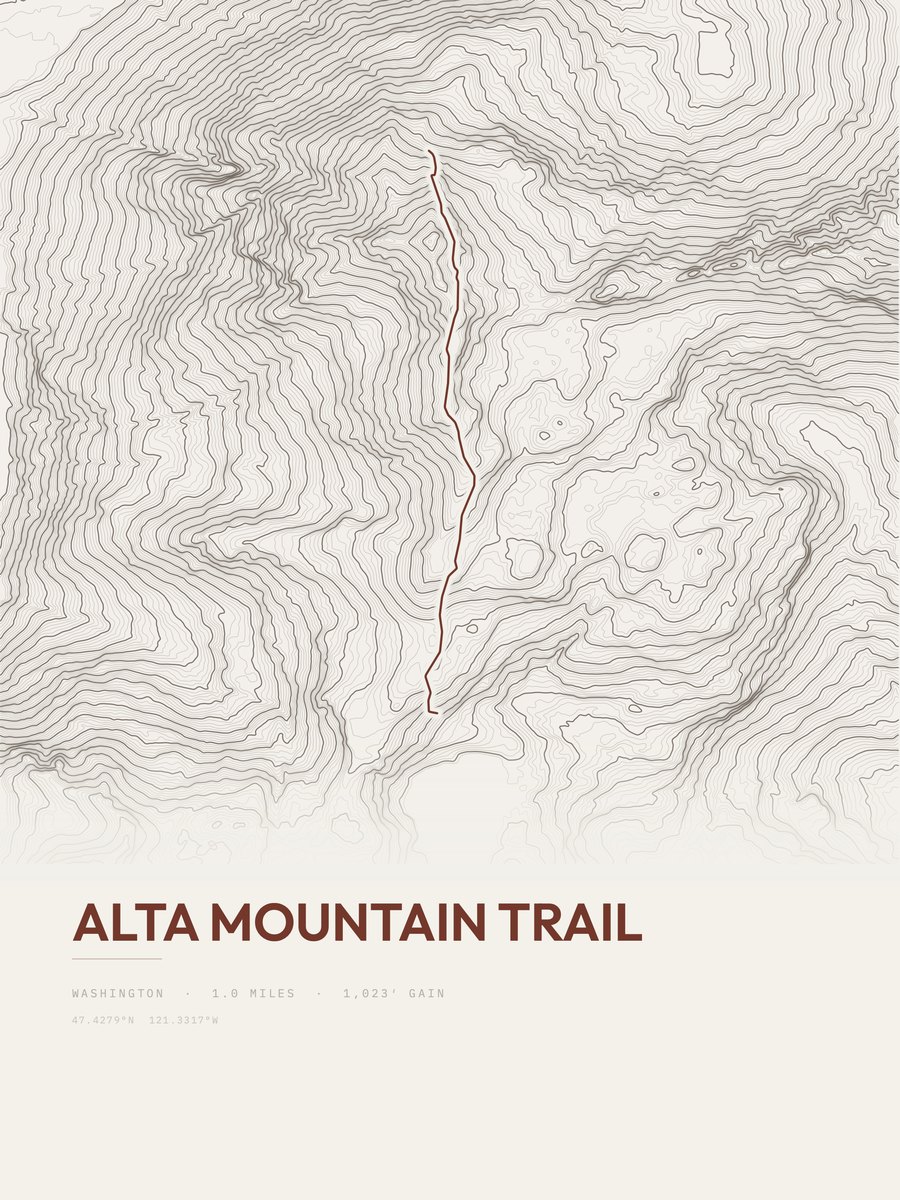 Alta Mountain Trail Topographic print