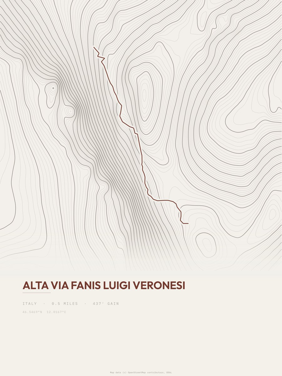 Alta Via Fanis Luigi Veronesi Topographic print