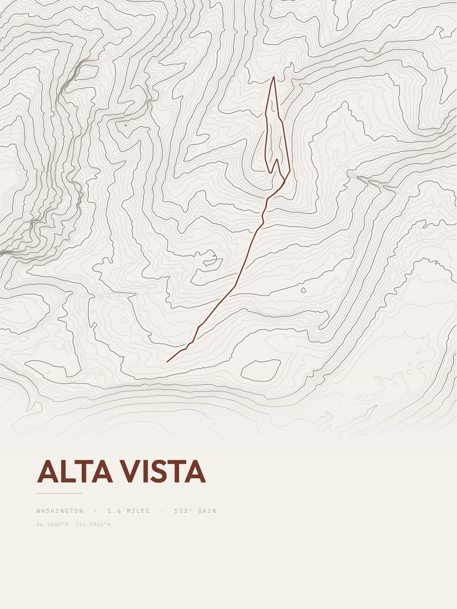 Alta Vista topographic trail print