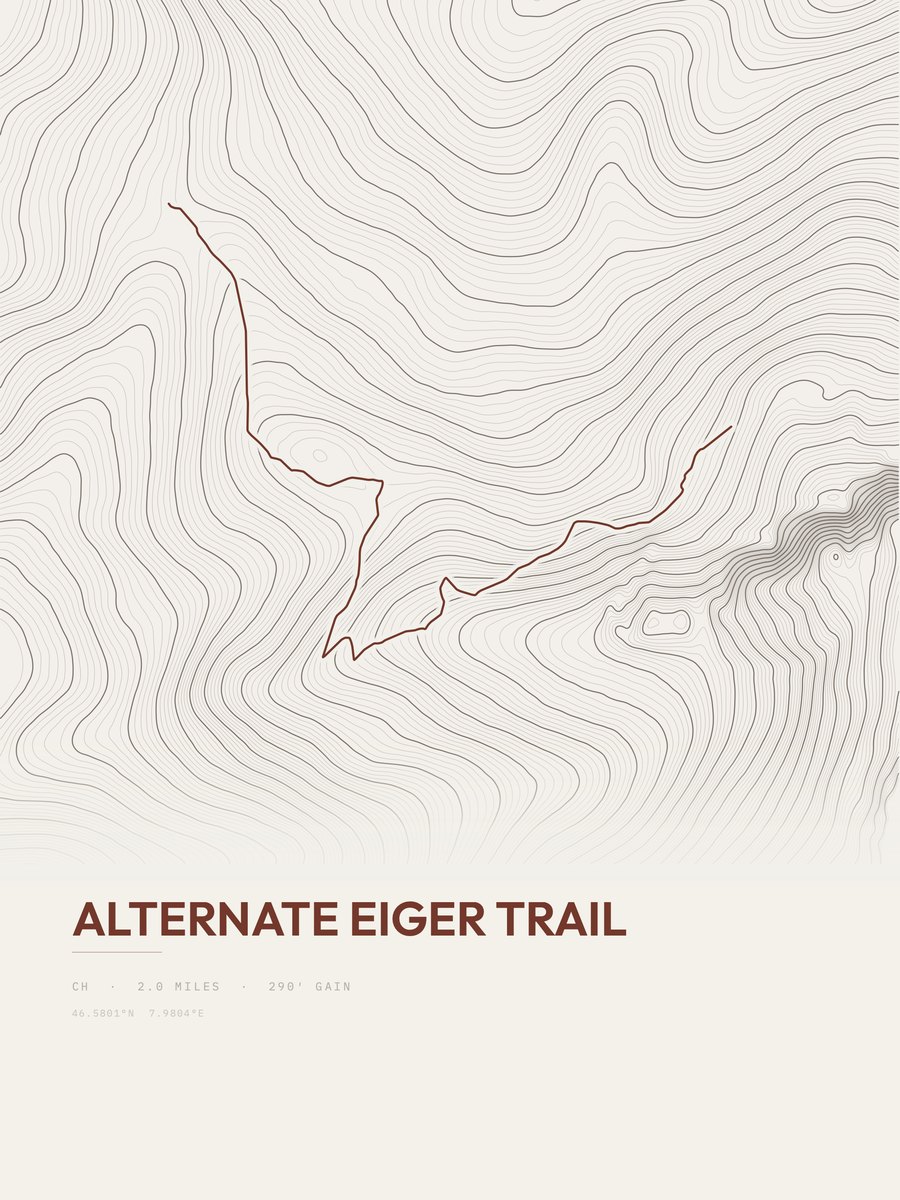 Alternate Eiger Trail topographic trail print