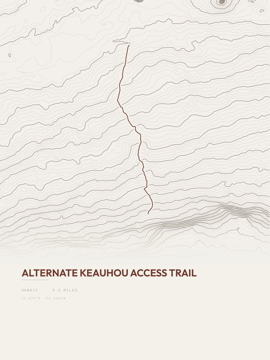 Alternate Keauhou Access Trail Topographic print