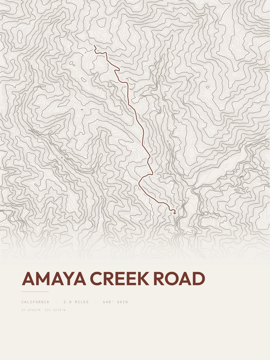 Amaya Creek Road Topographic print