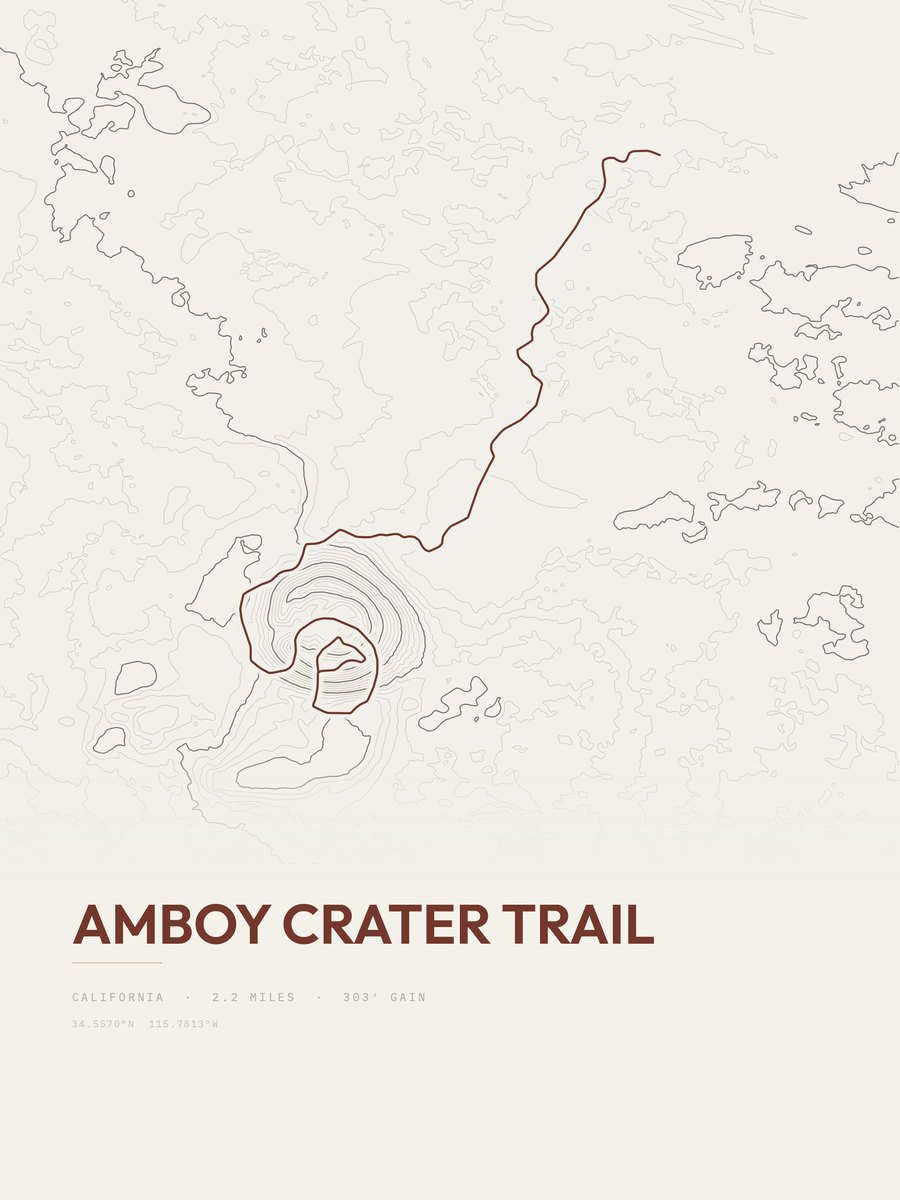 Amboy Crater Trail topographic trail print