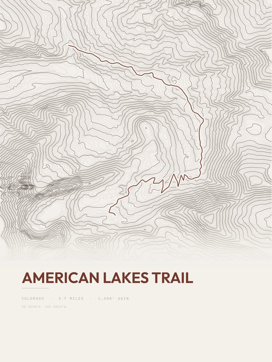 American Lakes Trail Topographic print