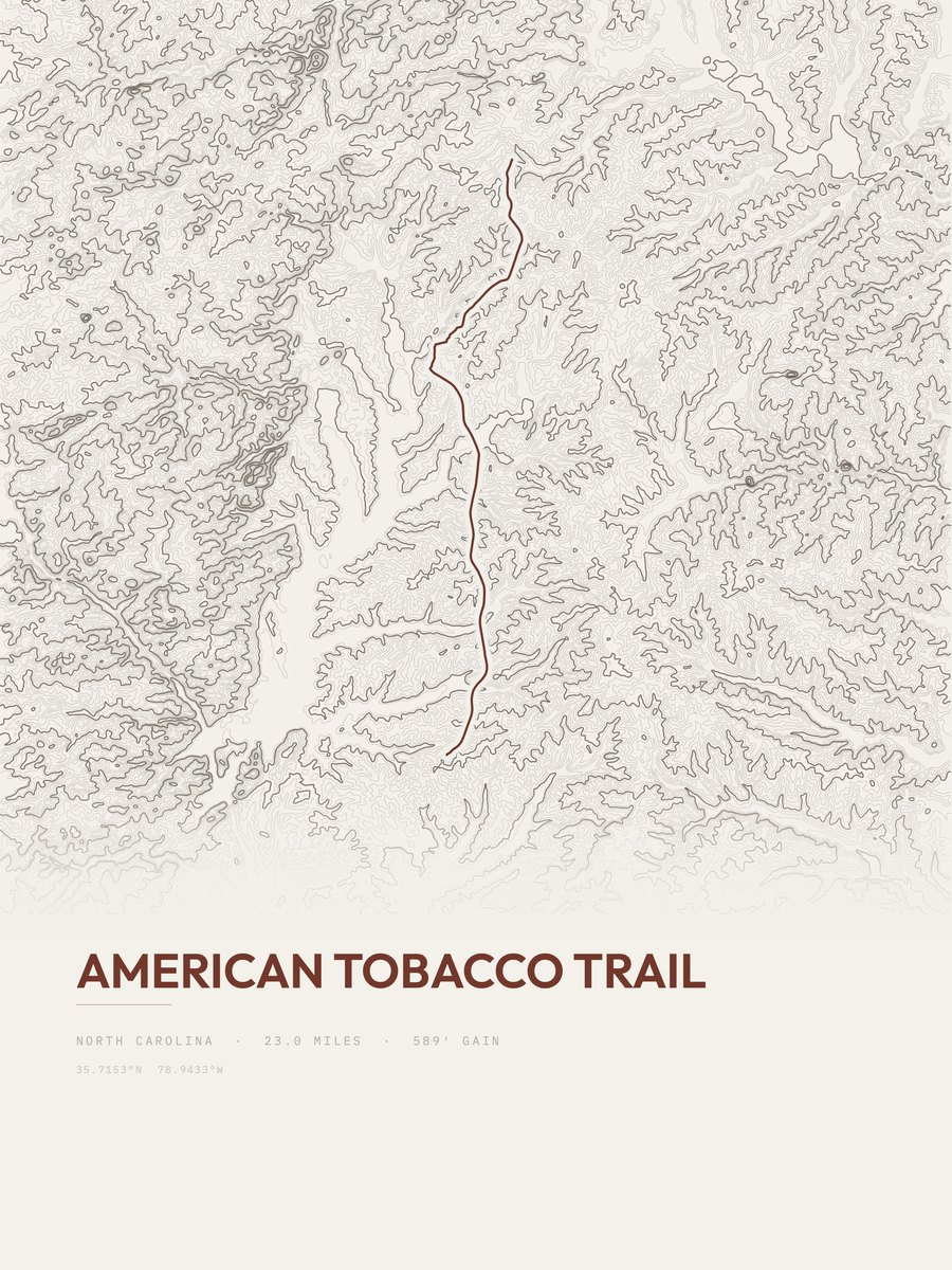American Tobacco Trail Topographic print