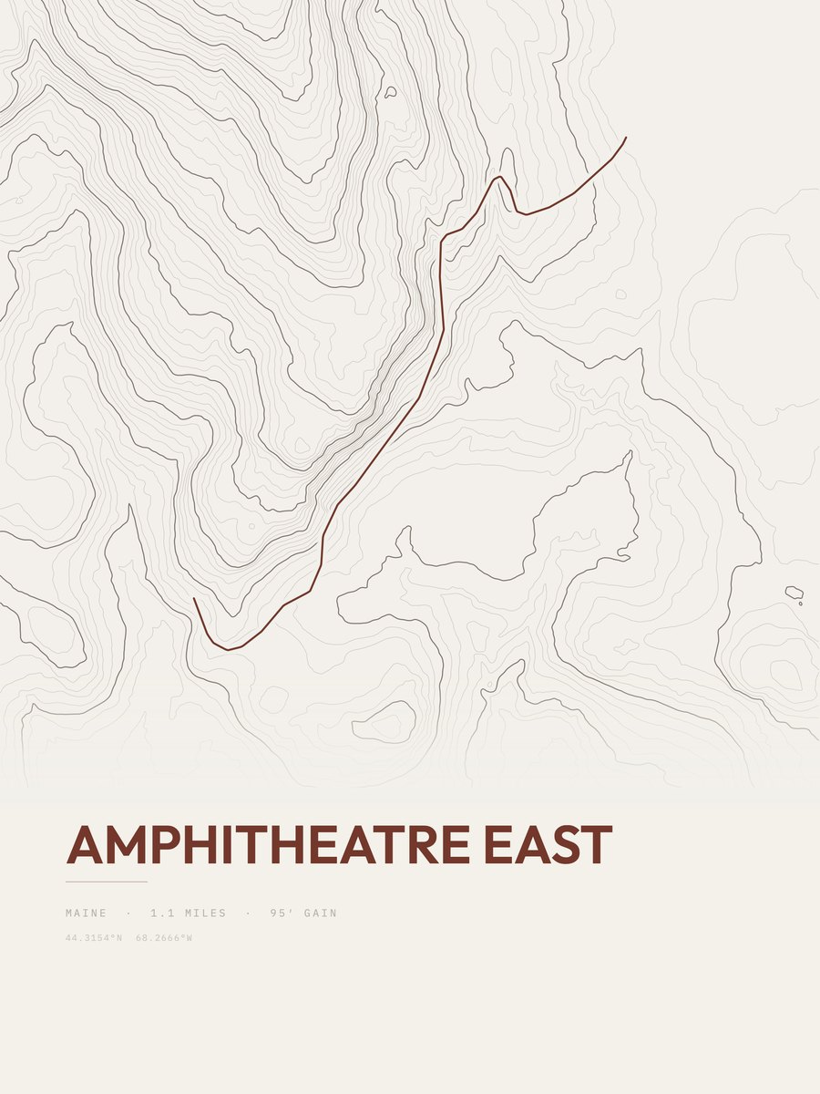 Amphitheatre East topographic trail print