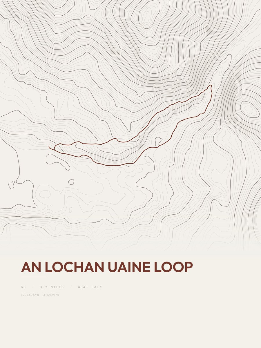 An Lochan Uaine Loop topographic trail print