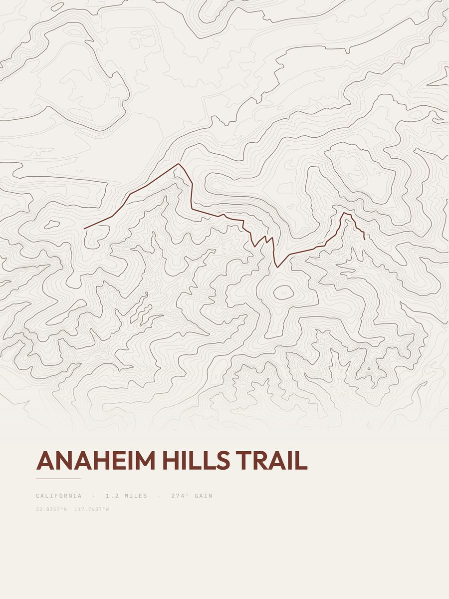Anaheim Hills Trail Topographic print