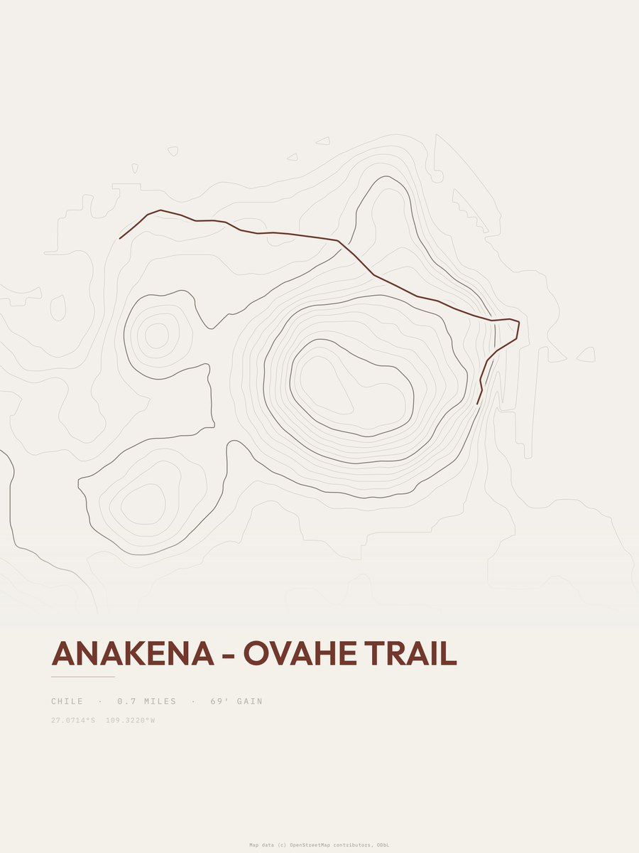 Anakena - Ovahe Trail topographic trail print