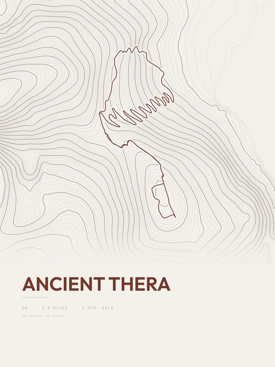 Ancient Thera topographic trail print