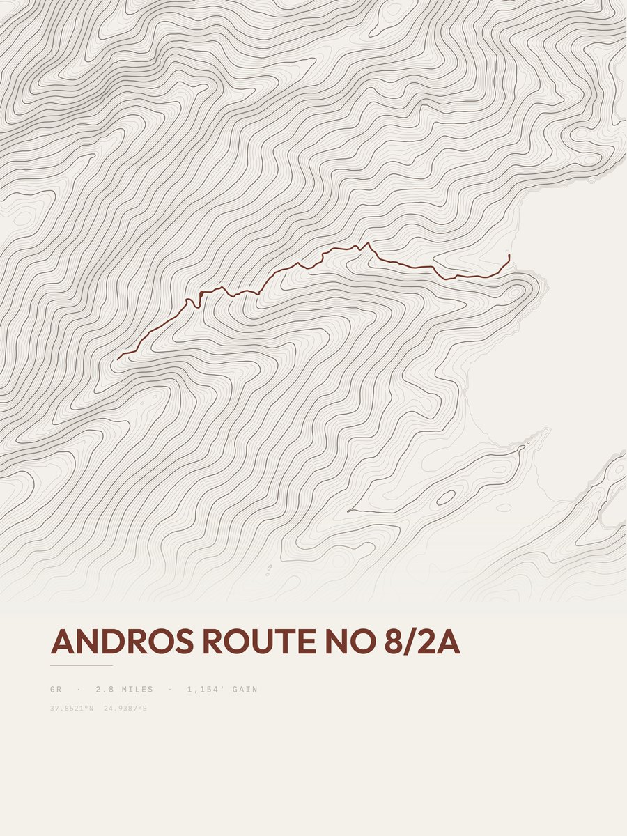 Andros Route No 8 / 2a topographic trail print