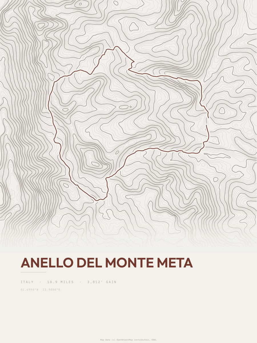 Anello del Monte Meta Topographic print