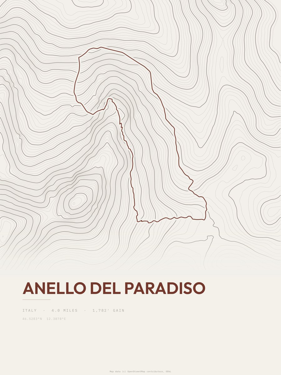 Anello del Paradiso Topographic print